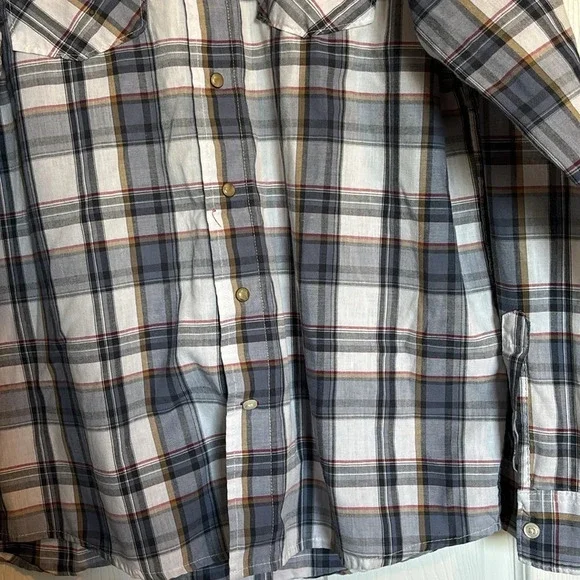 Wrangler men’s western blue and white plaid pearl snap shirt size large - Picture 3 of 8